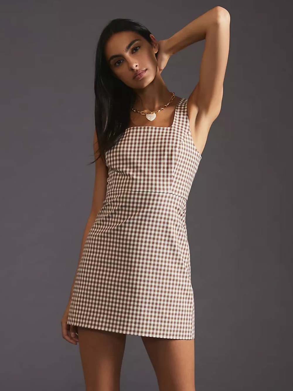 Favorite Daughter The Break-Up Dress in Brown Gingham